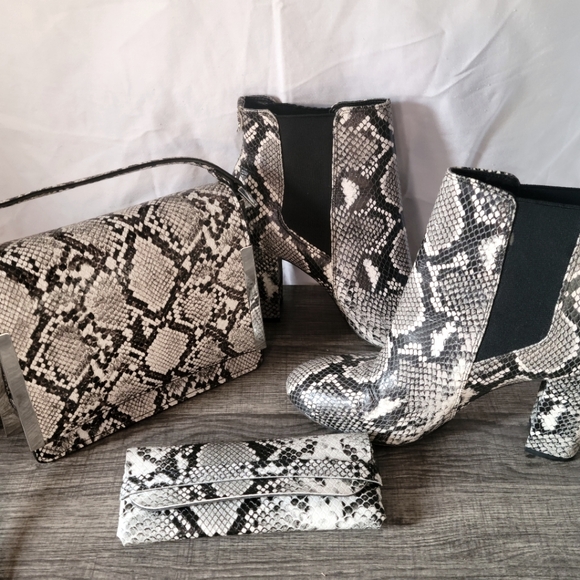 Sam Edelman Handbags - Sam Edelman Snakeskin Boots, Topshop Brand Crossbody, Mary Bye Case.
